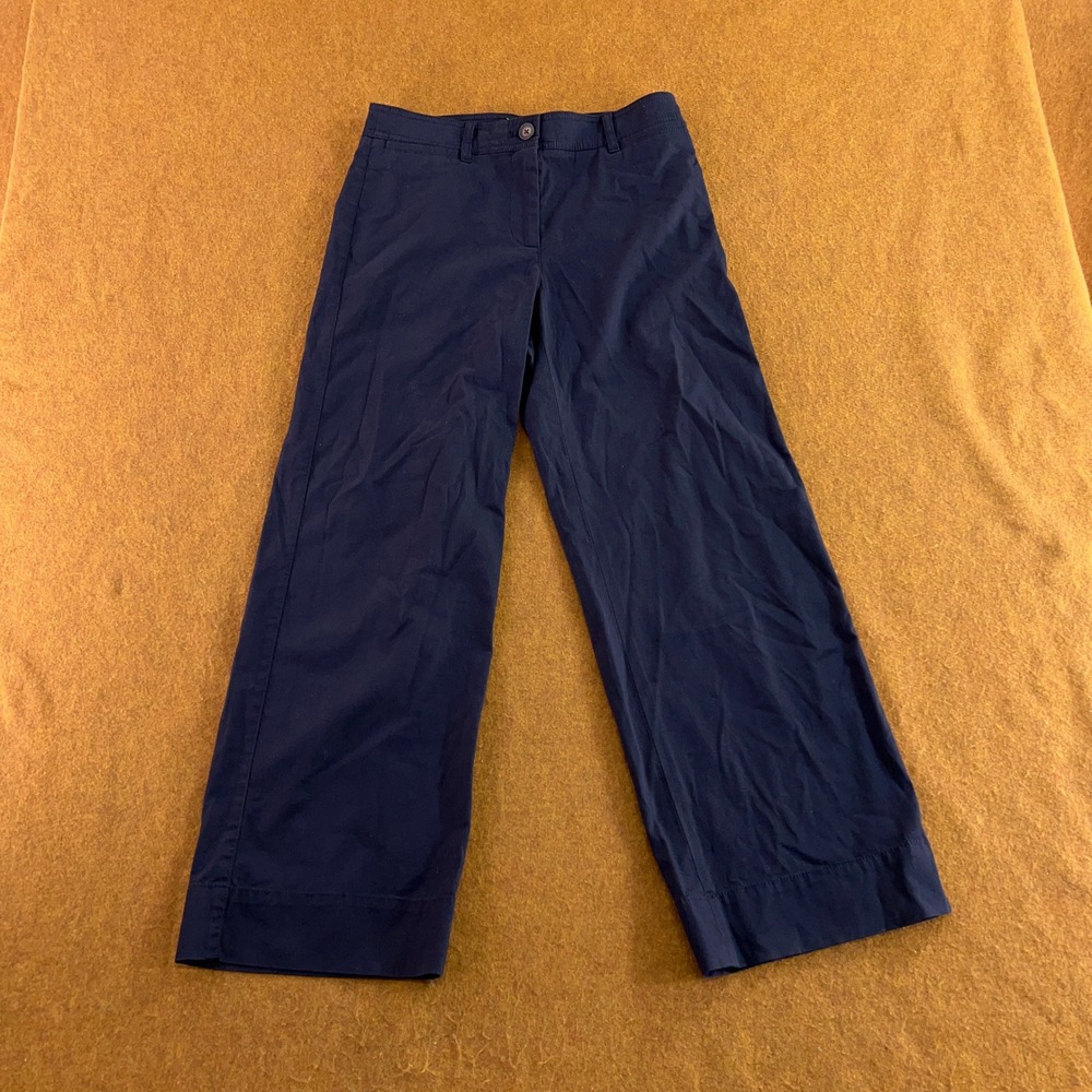 Talbots Womens 2 Navy Blue Wide Ankle Heritage Twill Pant New